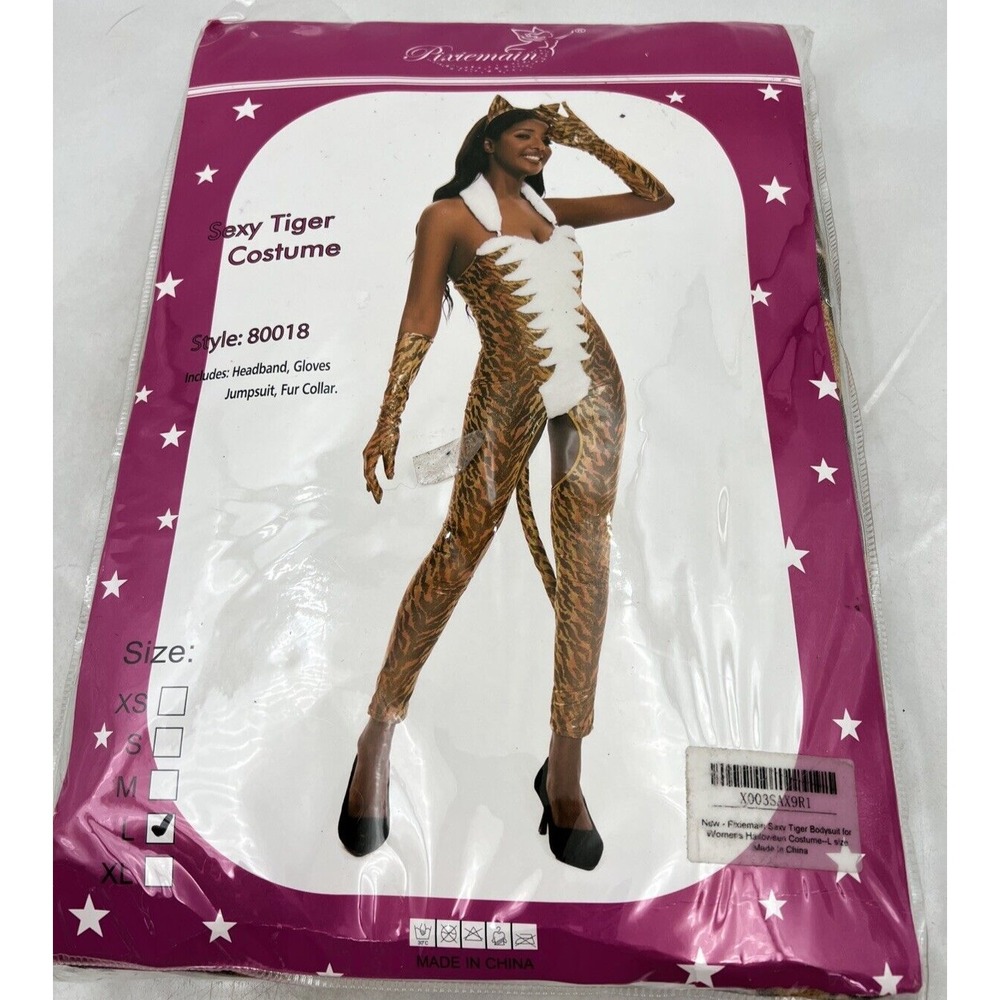 Phoemain Sexy Tiger Costume Women Halloween Jumpsuit Set 80018 Large
